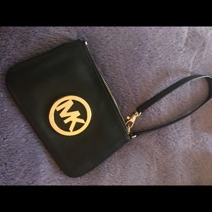MK Leather Wristlet